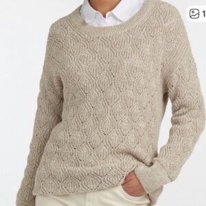 Barbour Newsbury Knit Cotton Blend Preppy Sporty Open Lace Pattern Sweater Sz 10